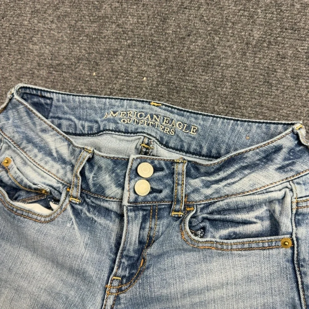 American Eagle Jeans Womens 2 Long Blue Cotton Artist Stretch Flare Low Rise Y2K